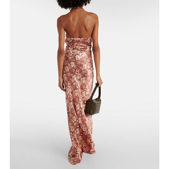 VERONICA BEARD Alberta Halterneck Silk Blend Deep Ochre Multicolored Dress Sz 10 - Picture 3 of 11